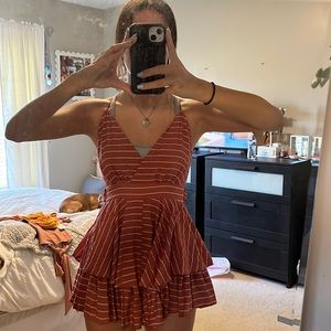 Striped burnt orange romper